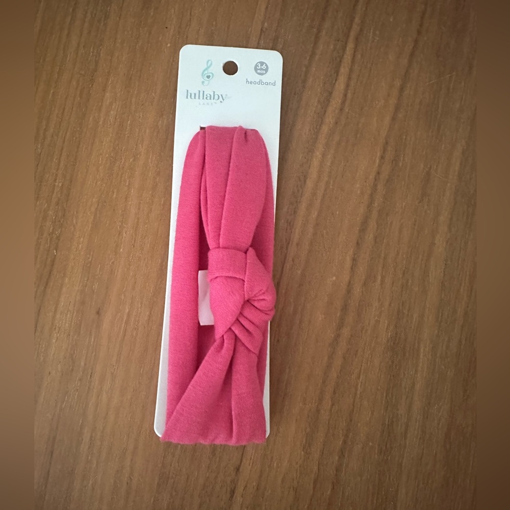NWT Lullaby Lane Pink Headband. Baby Girl Size 3-6M. Soft! cute!